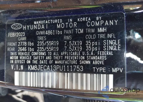 2023 Hyundai Tucson Hybrid Limited z USA, uszkodzony, nr VIN KM8JECA13PU111753